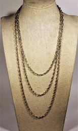 60' LONG Sterling Silver Rope Turned Necklace Chain