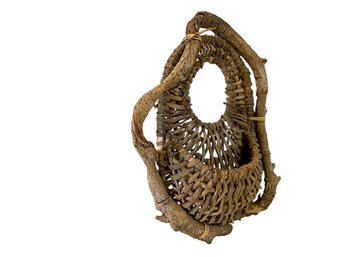 Rustic Style Vintage Folk Art, Twig / Branch Woven Hanging Basket.