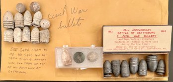 Lot US Civil War Bullets Artefacts - Gettysburg PA & Fredericksburg VA - Dug Excavated - Centennial Replicas