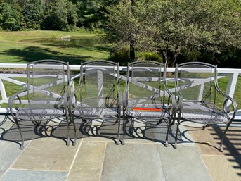 Siz Set Of 6 Woodard Modesto Black Wrought Iron Mesh Back And Seat Patio Chairs This Is For SIX Chairs 6