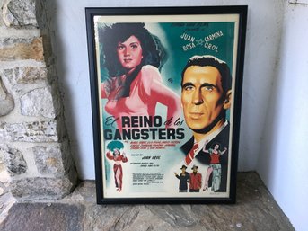 LARGE FRAMED ORIGINAL LITHOGRAPH 1948 MEXICAN MOVIE POSTER,EL REINO DE LOS GANGSTERS