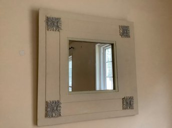 White And Grey Framed Wall Mirror