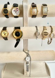 Lot Of Mixed Men's & Women's  Wrist Watches For Parts Or Repair One Ladies Neck Chain Watch Sold As Is