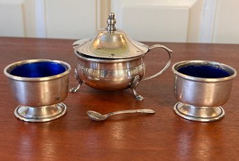 Vintage Four Piece B&M Sterling Silver Condiment Set With Sterling Spoon