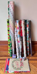 10 Rolls Of Wrapping Paper, Some Unused, Gift Boxes & Tape