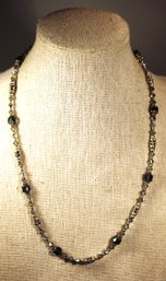 Sterling Silver Aurora Borealis Crystal Beaded Necklace 18' Long
