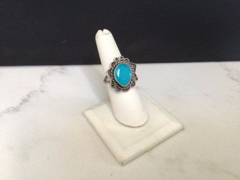 Sterling Silver And Turquoise Ring Size 7.50