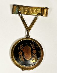 Antique Gilt Brass Locket Brooch A/is