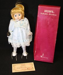 Vintage Porcelain Doll By Brinn's  Collector's Edition1989 With COA In Box