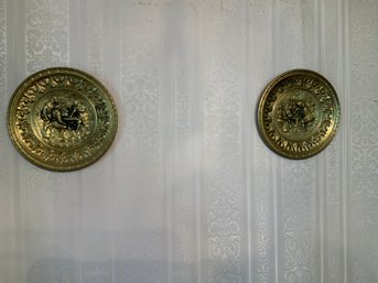 Pair Of Decorative Brass Wall Plates