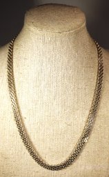 Very Fine Italian Fancy Flat Woven Chain Necklace 18' Long