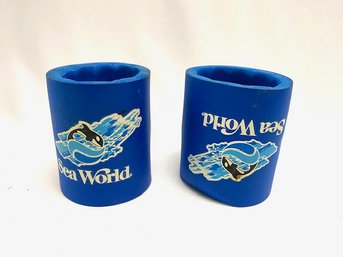 Pair Of Vintage Sea World Drink Koozies - Including Misprint