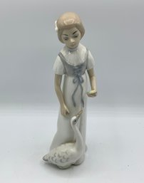 Vintage Porcelain Figurine ~ Casades Girl Holding Goose ~