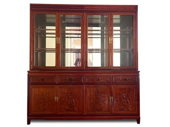A Magnificent Chinese Mahogany Lighted China Cabinet