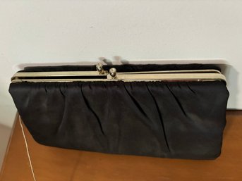 Vintage Black Satin Clutch