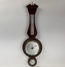 Vintage Mahogany Barometer With Brass Fittings