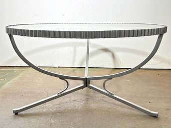 A Glam Vintage Modern Art Metal And Glass Coffee Table