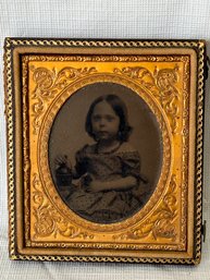 Charming Antique 19th Century Tintype Photograph Of A Small Girl