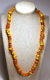 Fine Genuine Butterscotch Amber Beaded Necklace W Barrel Clasp 22' Long