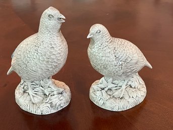 TWO PORCELAIN PHEASANT SCULPTURES