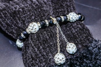 Black And White Beads W Very Sparkly Stones Bracelet