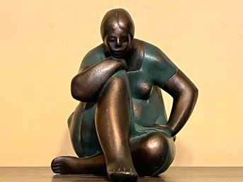 Small Bronze Sculpture Of A Woman 6' Tall