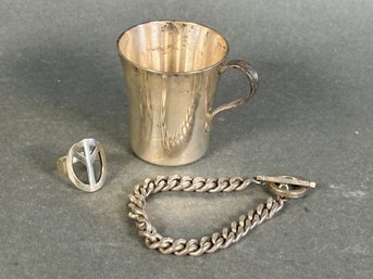Sterling Silver Cup, Ring & Bracelet