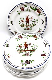 Set 7 Vintage Longchamp France Moustiers Hand Painted Small Plates, Made In Mexico