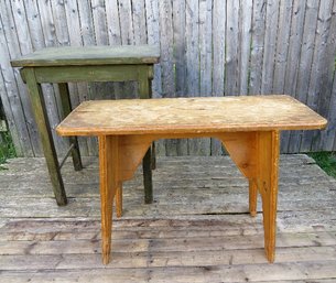 A Vintage Side Table And Bench