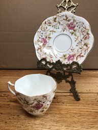 Vintage Rosina Fine Bone China Pink Floral Tea Cup And Saucer, Made In England