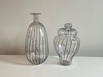 Two Striped Glass Vases