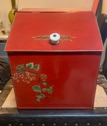 Mid Century Metal Hand Painted Bread Box