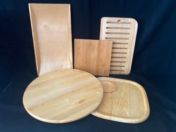 Lot Of Wooden Serving Pieces (5)