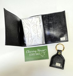 Swank Faux Snakeskin Black Leather Trifold Wallet & Matching Key Ring - From A Salesman's Display Case- Lot 12