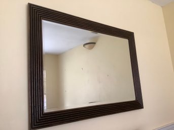 Large Dark Framed Wall Beveled Mirror