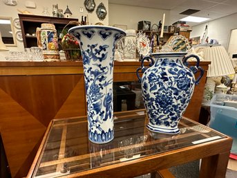 2 Pieces Bombay Co. Blue And White Vases