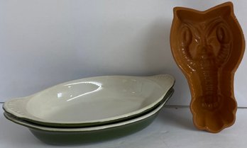 2 Hall Dishes W/ Lobster Mold