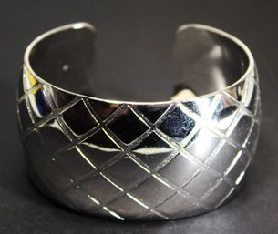 Contemporary Silver Tone Wide Cuff Bracelet