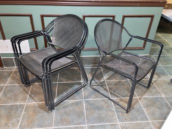 Set Of 4 Steel Mesh Seat Stacking Patio Chairs - Lot 2 Of 2