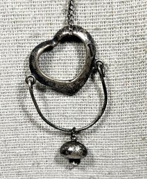 Vintage Sterling Silver Heart Shaped Charm Pendant W Chain Necklace