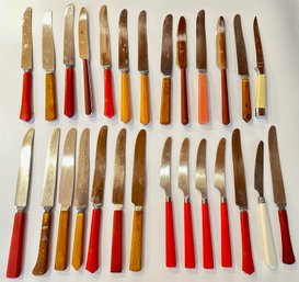 VIntage Bakelite & Plastic Celluloid Knives By Mepra & Others (Over 25 Pieces)