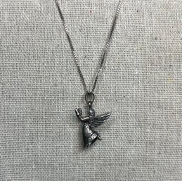 Vintage Sterling Silver Chain And Angel Pendant