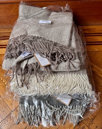 3 New With Tags Wool & Alpaca Blankets, Retailed For $225, Imported From EU