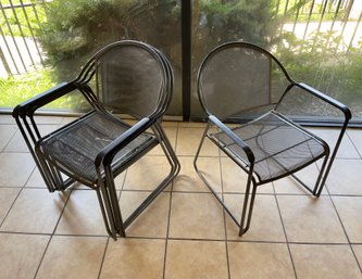 Set Of 4 Steel Mesh Seat Stacking Patio Chairs - Lot 1 Of 2