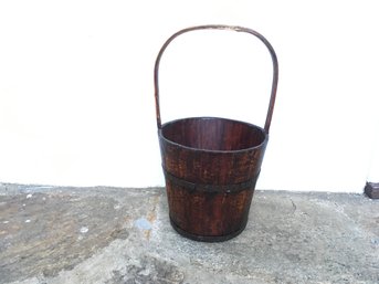 VINTAGE CHINESE WOOD & BAMBOO BUCKET