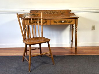 A Vintage Stenciled Writing Desk & Chair By Hitchcock #2