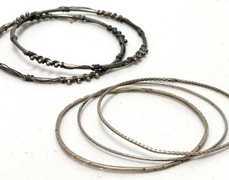 An Assortment Of Sterling Silver Bangles