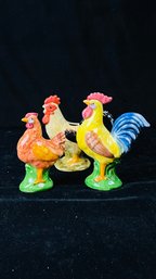 Small Ceramic Roosters - Maybe Salt And Pepper Shakers?