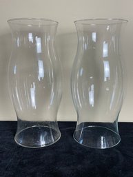 Pair Of Clear Glas Candle Hurricanes