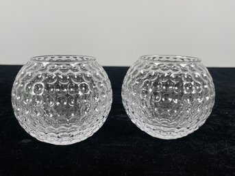 2 Piece Bubble Style Glass Round Vase Set